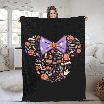 Discover Disney Minnie Mouse Icon Candy and Pumpkins Hall Baseball Tees Fleece Blankets