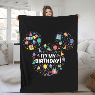 Discover Disney Mickey Mouse Head Ears Icon Fill Its My Birthday Baseball Tees Fleece Blankets