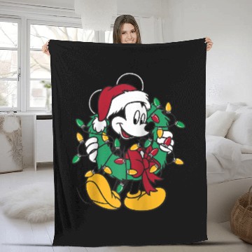 Discover Disney Mickey Mouse Christmas Lights Raglan Baseball Fleece Blankets Fleece Blankets