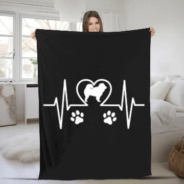 Discover Chow Chow Dog Breed Heartbeat Paw Prints Fleece Blankets