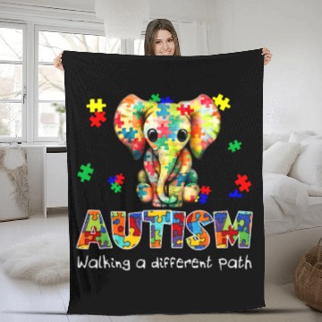 Discover Elephants Lover Autism Autism Walking A Different Path Fleece Blankets