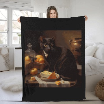 Discover black cats Paws Eat Cheese Fleece Blankets