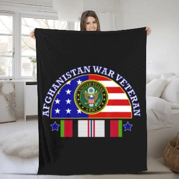 Discover Army Afghanistan War Veteran Patch Image Fleece Blankets