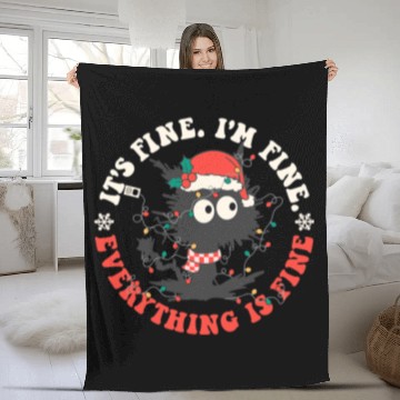 Discover black cats Paws Its Fine Im Fine Everything Is Fine Christmas Fleece Blankets