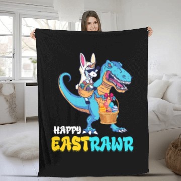 Discover Dinosaur Dino Unicorns Happy Easter TRex Unicorns Happy Easter Egg Easter Party Fleece Blankets