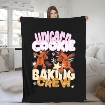 Discover Unicorns Cookie Baking Crew Christmas Baker Team Gingerbread Fleece Blankets