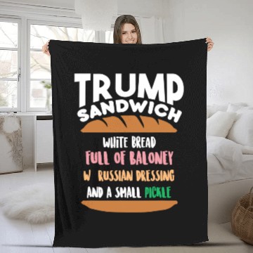 Discover Trump Sandwich Anti-Trump Impeachment Funny Fleece Blankets