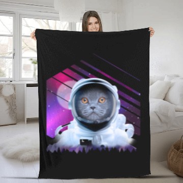 Discover Cat Paws Astronaut Cat Astronomy Galaxy Cat Astronaut Fleece Blankets