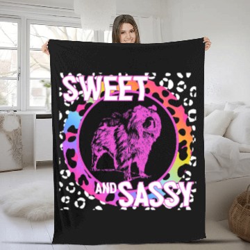 Discover Cute Chow Dog 90s Nostalgia Rainbow Leopard Print Tropical Fleece Blankets