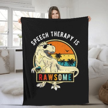 Discover Dinosaur Dino Funny Slp Speech Therapist Dinosaur Cool Speech Therapy Dino Fleece Blankets