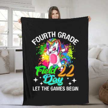Discover Unicorns Fourth Grade Field Day Let The Games Begin Kids Fleece Blankets