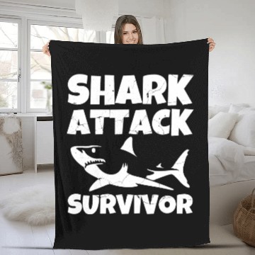 Discover Ocean Shark Attack Survivor Grunge 1 Fleece Blankets