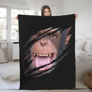 Discover Monkey Lover African Chimpanzee Eye Claw Chimp Monkey Face Silhouette 1 Fleece Blankets
