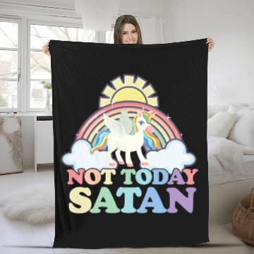Discover Unicorns Not Today Satan Rainbow Fleece Blankets