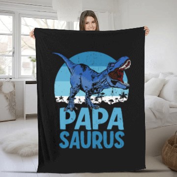 Discover Dinosaur Dino Papa Saurus Papasaurus Dinosaur Family Fleece Blankets