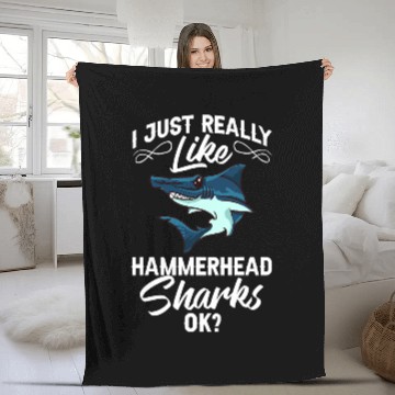 Discover Ocean Shark Hammerhead Shark Head Tooth Funny Fleece Blankets