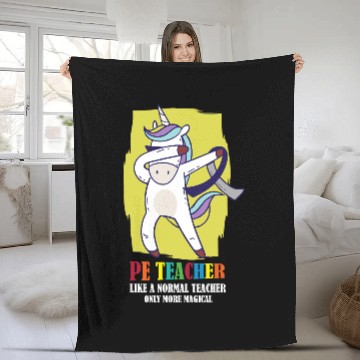 Discover Unicorns PE Physical Education Teacher Dabbings Unicorns Teacher Fleece Blankets