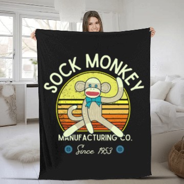 Discover Monkey Lover Sock Monkey Manufacturing Co. Retro vintages Sock Monkeys Fleece Blankets