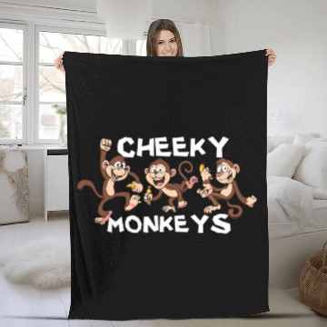 Discover Monkey Lover Cute Cheeky Monkey Face Funny Jungle Wild Animal Lover Fleece Blankets