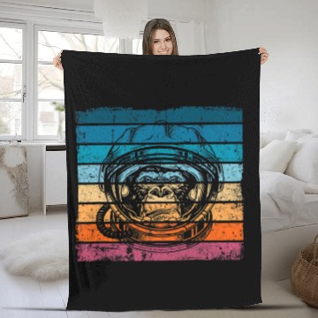 Discover Monkey Lover with Astronauts Helmet Retro Vintage Fleece Blankets