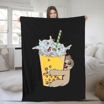 Discover Sloth Gift Cup Love Cute Kawaii Bubble Tea Lover Milk Tea Fleece Blankets