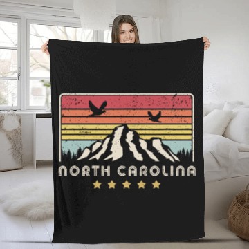 Discover North Carolina Retro Style NC Fleece Blankets