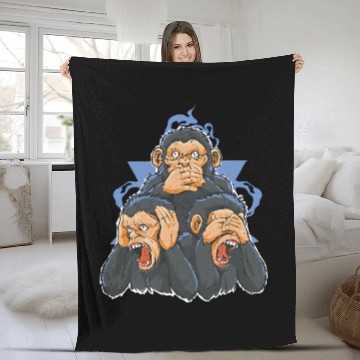 Discover Monkey Lover Funny Cartoon Chimpanzee Monkey Fleece Blankets