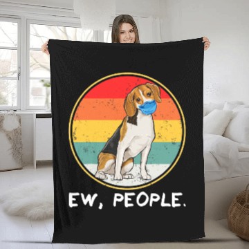 Discover vintages Ew People Beagle Dog Wearing Face Mask Fleece Blankets