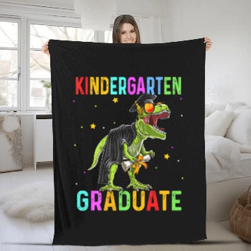 Discover Dinosaur Dino Kindergarten Graduate Dinosaur Trex Graduation Boy Kids Fleece Blankets