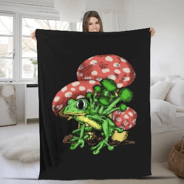 Discover Frog Gift psychedelics Hippie Frog Toad Mushrooms Forest Nature Fungi Fleece Blankets