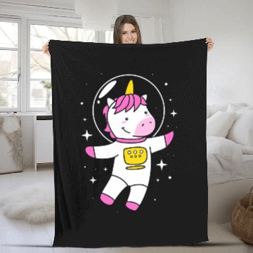 Discover Unicorns Solar System Planets Science Space Unicorns Astronaut Fleece Blankets
