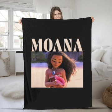 Discover Disney Princess Moana Holding Seashell  Portrait Fleece Blankets