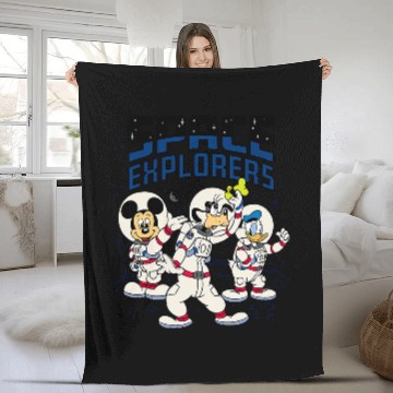 Discover Disney Mickey Goofy Donald Space Explorers Baseball Jerseys Fleece Blankets