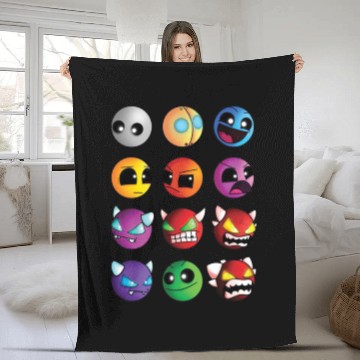 Discover geometry dash difficulty demon faces Fleece Blankets