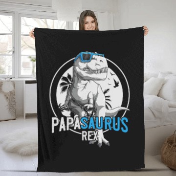 Discover Dinosaur Dino Mens Papasaurus T Rex Funny Dinosaur Daddy Papa Saurus 3 Fleece Blankets