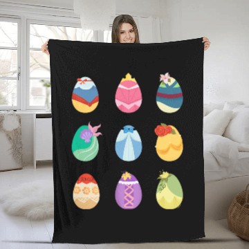 Discover Disney Princess Easter Spring Nine Decorated Easter Eggs Fleece Blankets