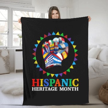 Discover Hispanic Heritage Month Strong Latino Hand Countries Flag Fleece Blankets