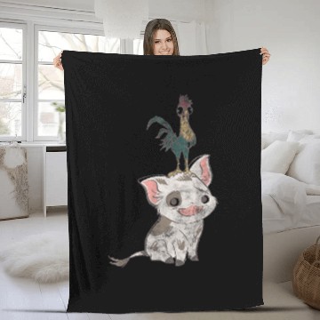 Discover Disney Moana Pua And Hei Hei Simple Portrait Baseball Tees Fleece Blankets