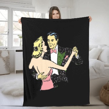 Discover 1940s dancing couple vintages style ballroom distressed PRINT Fleece Blankets