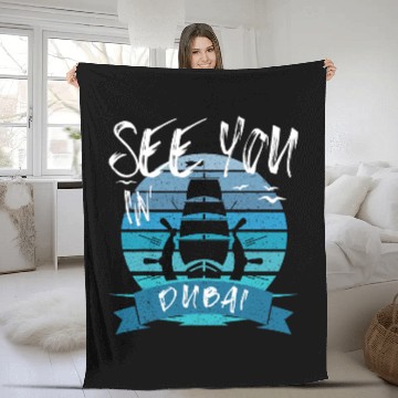Discover Dubai boat yacht captain crew nautical sailor Fleece Blankets