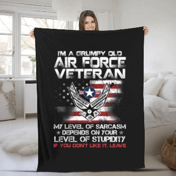 Discover Grumpy Old Air Force Veteran Proud Air Force Dad M Fleece Blankets