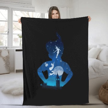 Discover Disney Peter Pan Midnight London Flight Silhouet Fleece Blankets