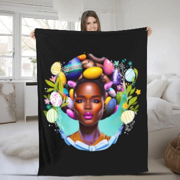 Discover Black Girl Magic Easter Egg Hunt Spring Melanin Sista Women Fleece Blankets