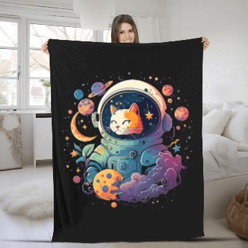 Discover Cat Paws Astronaut Outer Space Kitty on Galaxy Cat Lover 3 Fleece Blankets