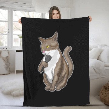 Discover Cat Paws Singer Microphone Music Fleece Blankets