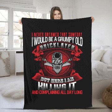 Discover Bricklayer Bricks Design Grumpy Old Bricklayer Fleece Blankets