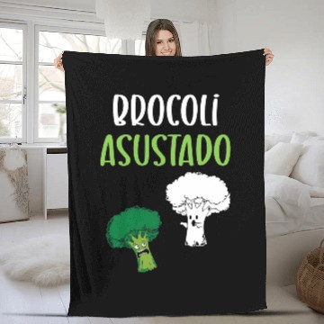 Discover Broccoli Funny Scared Cauliflower Broccoli Fleece Blankets