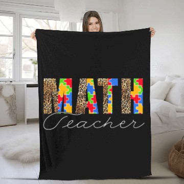Discover Autistic sped math teacher neurodiversity autism teacher Fleece Blankets
