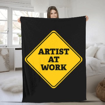 Discover Artist At Work Do Not Disturb Sign Warning Drawing Fleece Blankets