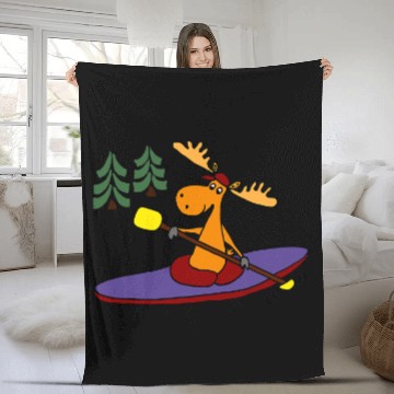 Discover Deers Smiletodaytees Funny Moose Kayaking Cartoon Fleece Blankets
